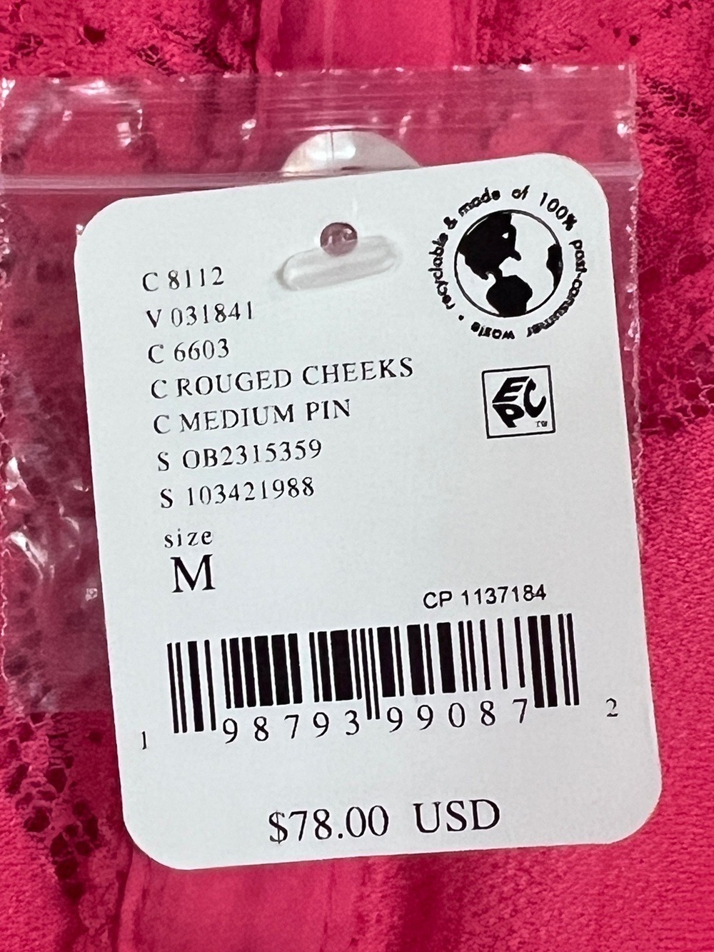 NWT Free People Rouged Cheeks Lace-Panel Hot Pink Coral Cardigan Sz M P2P 17” - Picture 5 of 7